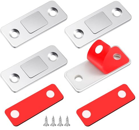 Magnetic Door Catch, 2 Pack Ultra Thin Cabinet Door Magnets Self Adhesive Magnetic Strips Cupboard Catches Magnet Latch Catch for Wardrobe Closet Cupboard Door Closing
