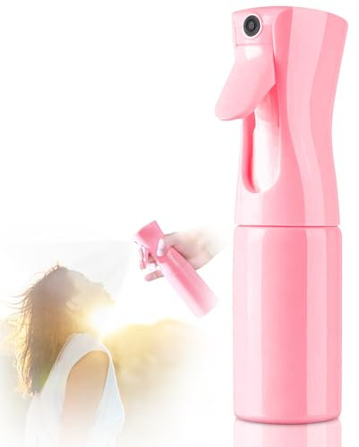Leaflai Ultra Fine Mist Spray Bottle - Continuous Hair Water Spray Bottle - Mist bottle sprayer for Hair, Home Cleaning, Salons, Planting, Body Care & More (Pink)