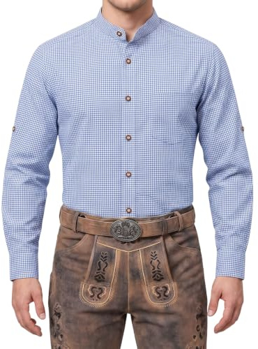 German Wear Trachtenhemd mit Stehkragen für Trachtenlederhosen kariert