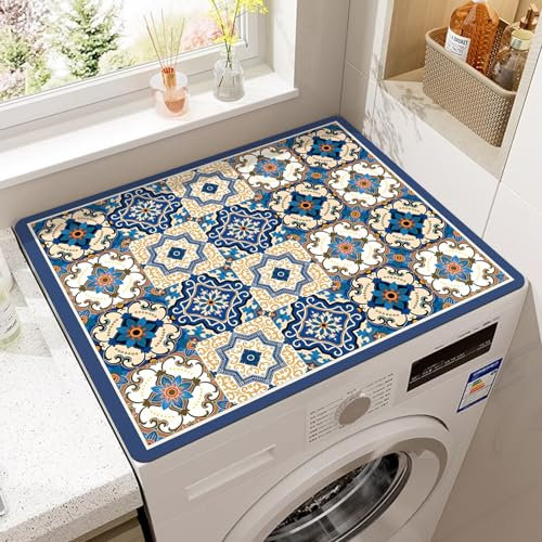 UERSUR Funda Lavadora Carga Superior,Protector Superior Lavadora y Secadora,Antideslizante,para Lavadora Microondas Refrigerador Universal 60x60cm (B)