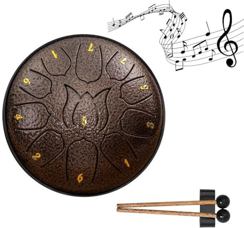 15.2 cm 11 Tone Steel Tongue Drum Hand Pan Drum Drumstick Percussion Musikinstrument Yoga Entspannung Glucopon Tamburin