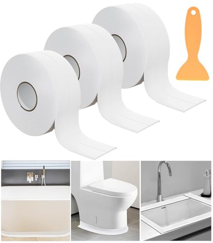 YingErTool Bath Sealant Strip, Bathroom Sealant Tape, Self Adhesive Caulk Strip, Waterproof Sealing Tape for Kitchen, Sink, Bathtub, Toilet, Shower with Sealing Tool Total 38mm x 9.6M White