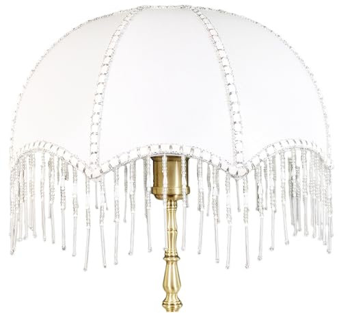 KYEQATY Vintage Lampenschirm mit Quasten Fransen Lampenschirm Kuppel Gewellter Lampenschirm Ersatz Antike Lampenschirme für E27 Tischlampen Stehlampen