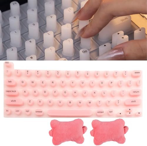Laptop Tastaturschutz mit Langen Nägeln,Tastatur Schutzhülle Silikon-Tastaturabdeckung mit erhöhten Kanten Tastaturfolie für Nail Art,Keyboard Cover abdeckungen staubschutz (Rosa)