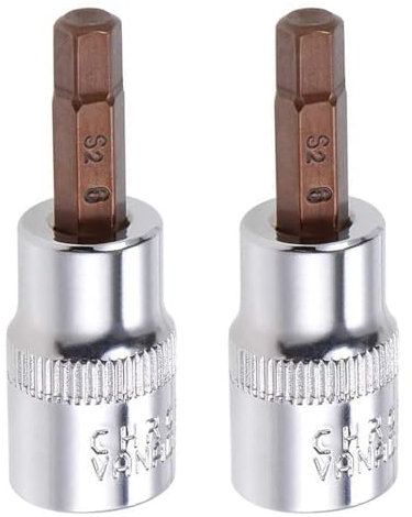 2PCS Juttzzei Hex Bit Socket, 3/8 Drive x H6 (6mm) Allen Key Socket, Premium S2 Alloy Steel 6mm Hex Bit with 1.89 Length for Torque Wrench, Ratchet Wrench, Impact Power Drills