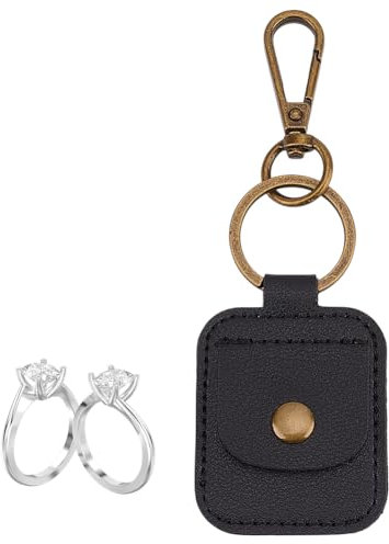 GOMAKERER 2 Stück Ringhalter Aus Leder Ringhalter Etui Reisetasche Für Eheringe Verlobungsring Etui Ringträger Sporttasche Zur Schmuckaufbewahrung Schwarz
