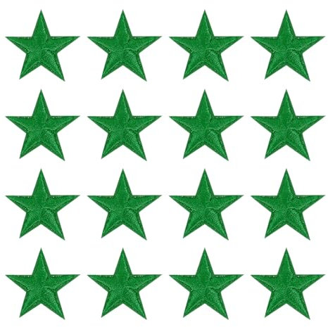 sourcing map 16Pcs Iron on Star Patches, Sew on Star Embroidered Patches, Decorative Repair Patch Applique for DIY Crafts Backpacks Bags Hats Clothes, 29mm Dark Green