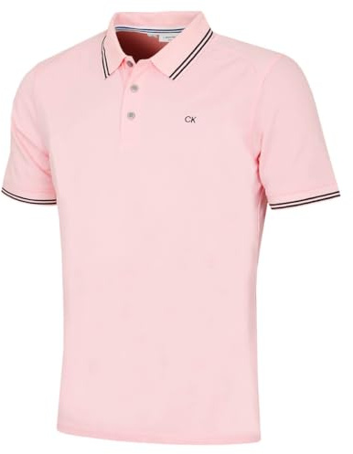 Calvin Klein Mens Campus Tipped Polo Shirt - Baby Pink Tipped - XXXXL
