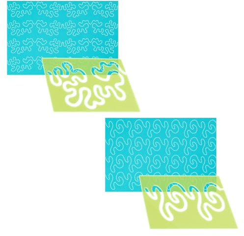 UNICRAFTALE 2Pcs Green Quilting Templates Rulers Simple Meander Quilting Supplies Acrylic Template Rulers Quilt Templates for Machine Quilting Cutting Sewing Patchwork DIY Craft