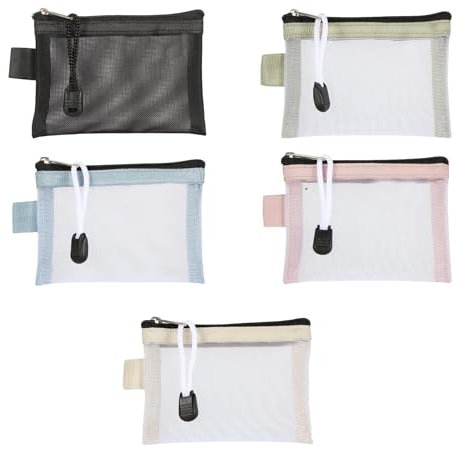 5 Stück Mini Tasche,7.5 * 11cm Mini Kosmetiktasche mit Reißverschluss,Transparente Aufbewahrungstasche aus Netzstoff,für die Aufbewahrung Kleiner Gegenstände,Schlüssel Personalausweis,Bankkarte.