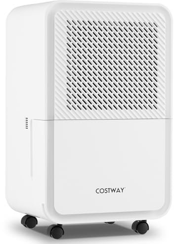 COSTWAY 15L/Day Dehumidifier with 4 Modes, 2 Speed, Continuous Drainage, Laundry Drying, 2.5L Water Tank, Sleep Mode, 24H Timer, LED Display & Auto Defrost Function for Home Damp