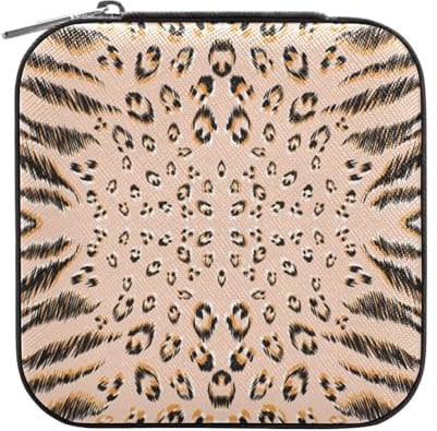 OWFKAY Schmuckschatulle für Damen, PU-Leder, Schmuckhalter, kleiner Schmuck-Organizer für Mädchen, Ehefrau, Mutter, gelbes Tierfell
