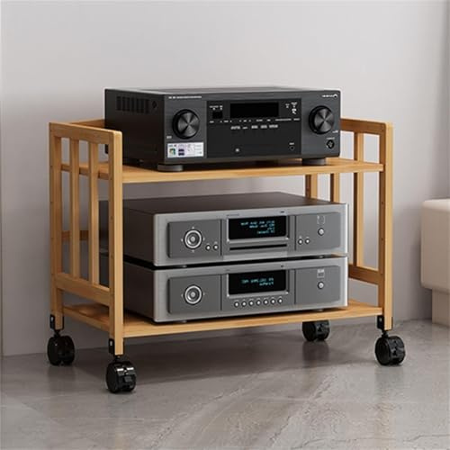 ZUGIATP 2-, 3-, 4- Oder 5-stufiger AV-Medienständer Audio-Rack CD-Player-Ständer Heim-Stereo-Rack Mit Höhenverstellbaren Ablagen Und Rollen(Primary Color,70 * 53cm)