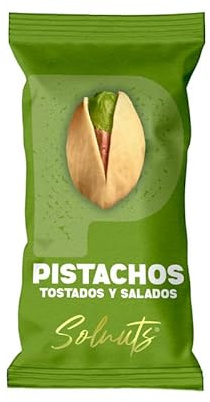Solnuts Mini – Frutos Secos Tostados con Piel – Almendras o Pistachos – Estuche 20 Bolsas de 30 g (Pistacho Tostado)