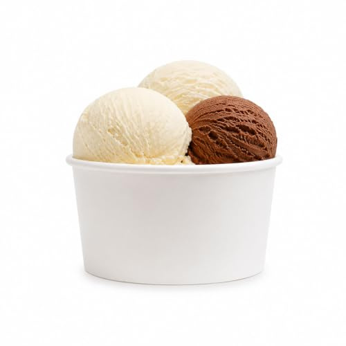 GreenFeel Ice Cream Cups (Pack of 50) - White Paper Dessert Cups for Ice Cream, Frozen Yoghurt, Gelato, Sorbet & Desserts (6oz)