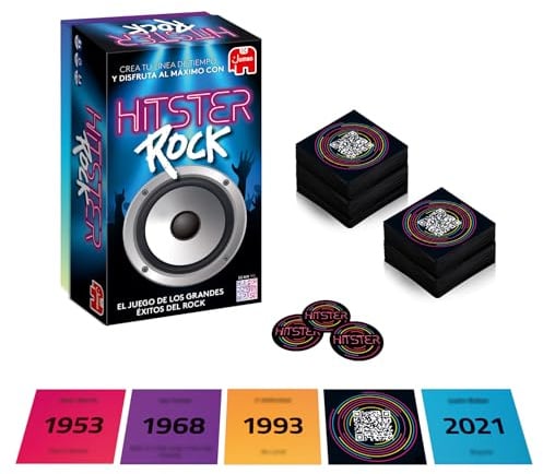 Hitster Rock, Gioco da tavolo per adulti e divertimento - Spagnolo (IT) | Gioco da tavolo musicale, a partire da 16 anni, da 2 a 10 giocatori, app gratis, gioco di festa