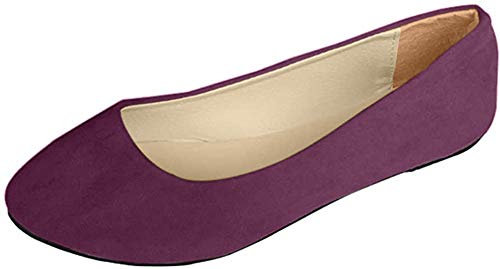 Donna Colore Caramella Piccole Scarpe Singole Vai a Lavorare OL Piatto Sandali Elegante Appuntito Tinta Unita Ballerine Punta Tacchi Bassi,Viola,EU 39