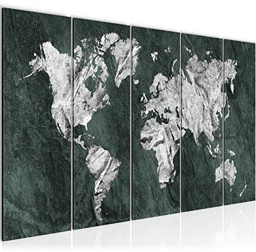 Runa Art Bild Weltkarte Wandbilder auf Vlies Leinwand 5 Teilig Wanddekoration Büro Wohnzimmer 002956c