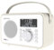Spitalfields Retro DAB/DAB+ Digital FM Portable Radio/Alarm Clock/Leather Effect Finish/Mains Powered/Rechargable Battery/Subwoofer/Premium Stereo Sound (White) (Renewed)