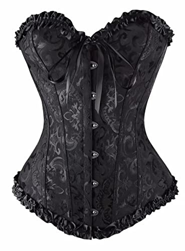 Dreamburn Bustiers Corsets Bridal Lingerie Lace up Satin Boned Corset Women's Gothic Corsets Cinchers Overbust Bodysuit
