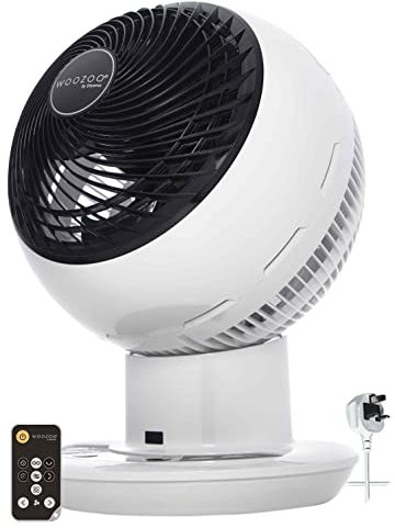 Iris Ohyama Woozoo Table Fan, 54㎡, Desk, White, 10 Speeds, DC Motor, Remote Control, Multidirection Oscillation, 8 Hr Timer, Sleep Mote, Silent, Quiet, Air Circulator, Cooling, Powerful, PCF-SDC18T