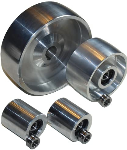 (AL6 -Tracking 4 -Schaft 24) CNC gefräste Riemenschleifer Radsatz Set für Messerschleifer 158 mm Antriebs-24 mm Schaft 100 mm Spur 51 mm Idler…