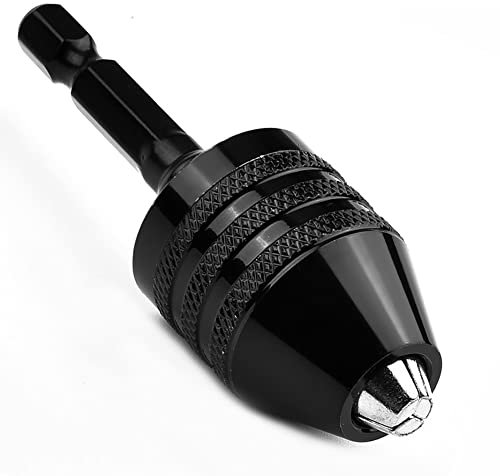 Treki Portabrocas con Vástago Hexagonal de 1/4 '' 0.3-6.5 mm Portabrocas sin Llave de Tres Mordazas Herramienta de Conversión de Mandril para Taladro Destornillador Eléctrico
