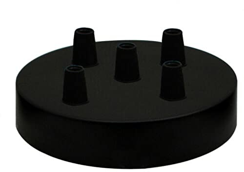 LEDSone Multi Out Schwarze Deckenrosette, perfekt für Stoff-Flexkabel, 120 mm Metall-Deckenleuchtenplatte mit Zubehör für Decken- und Wandlampen