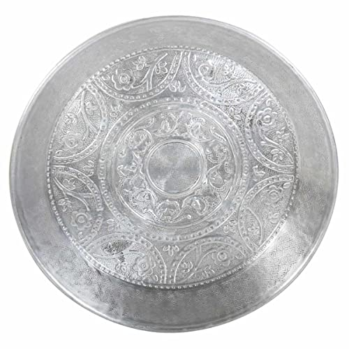 CASA Moro Plateau à thé Oriental Leila 38Ø cm Rond en Aluminium Effet martelé, Style bohème Chic, Plateau de Service Plateau décoratif, décoration de Noël