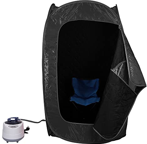 Dampfsauna Faltbare Persönliche-Saunakabine, zusammenklappbar,Dampfsauna mit Fernbedienung, 9 Timer-Optionen, Sprühfunktion, ultradünn, Dampfgerät-80 * 80 * 135cm (schwarz)