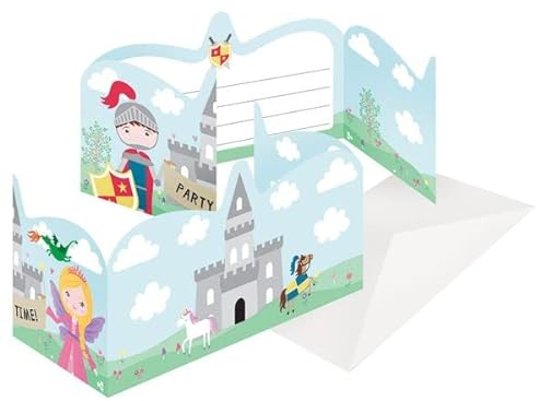 amscan 8 Einladungskarten & Umschläge Prinzessin & Ritter