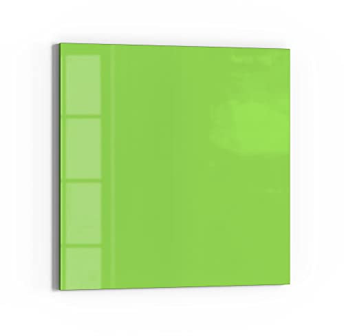 DEQORI Glas-Magnettafel | 50x50 cm groß | Unifarben - Hellgrün | Memo-Board aus Glas | Magnetboard inkl. Magnete, Stift & Tuch für Küche & Büro | Tafel magnetisch & beschreibbar