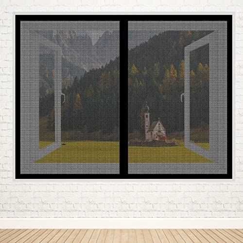 Mückenschutz Fenstergitter 290 x 255 cm Insektenschutz Fensternetz Fenster-Fliegengitter Ohne Bohren für Dachfenster mit Reißverschluss, Schwarz