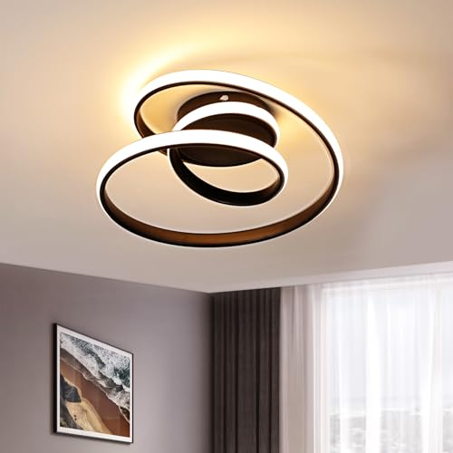 Goeco LED Deckenleuchte 36W, Moderne Runde Deckenlampe LED Schwarze, 3000K Warmes Licht LED Lampe Deckenbeleuchtung für Wohnzimmer, Schlafzimmer, Esszimmer, Flur, Ø. 30CM