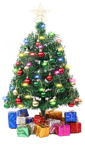 Mini Weihnachtsbaum mit LED,45cm Künstlicher Weihnachtsbaum Klein Mit Beleuchtung Tannenbaum Christbaum mit Kiefernzapfen DIY Tannenbaum Tisch Weihnachtsbaum für Weihnachtsdek Tischdeko Schaufenster