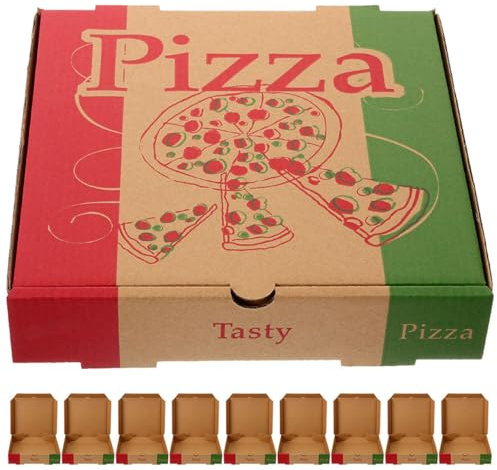 PRETYZOOM 10 Stück Pizzakartons Aus Lebensmittelechtem Papier 7.28In X 7.28In X 1.57In Pizza-Verpackungshülle Für Takeaway Und Gastronomie