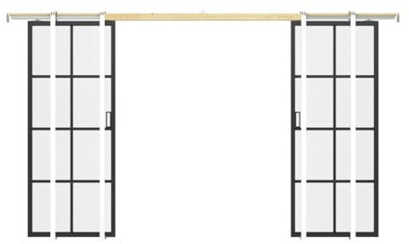 Vente-unique-Puerta corredera Doble en Aluminio y Vidrio Templado Satinado - 2 x Alt. 205 x L93 cm - Wilden II