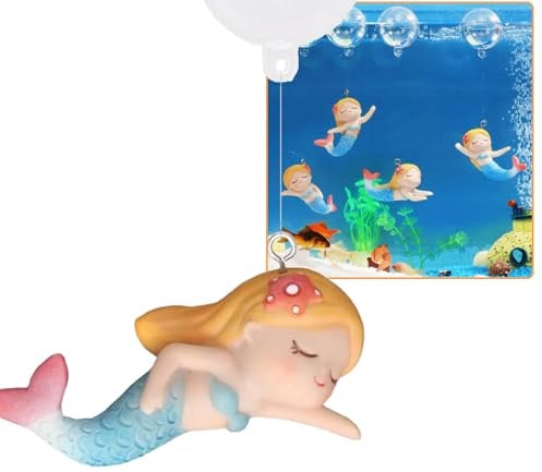 PAPIEEED Schwimmende Meerjungfrauen-Aquarium-Dekoration, Cartoon-Dekoration für Wasserhaustiere zum Spielen, Kunstharz, geeignet für alle Arten von Aquarien