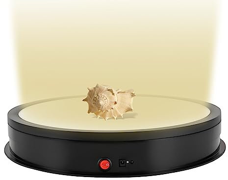 Présentoir Rotatif électrique Plateau Tournant avec éclairage LED Et Télécommande,Rotation à 360° Plate Forme Présentation Photographique,pour Présentation des Produits,Shooting