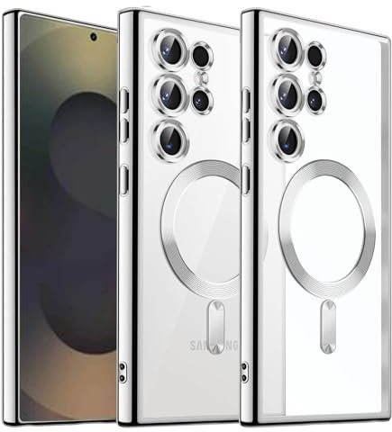 AFENGBOX für Samsung Galaxy S25 Ultra 5G Hülle, Magnetisches Smartphone Cover mit Kameraschutz, Nie Vergilbung, Titan Silber, Täglicher Gebrauch, Reisen, Aktiver Lebensstil