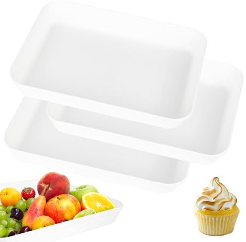 Vassoio da portata in plastica, per feste, senza BPA, riutilizzabile, per snack, cibo, biscotti, colazione, 31 x 22 x 4 cm, set da 3 pezzi