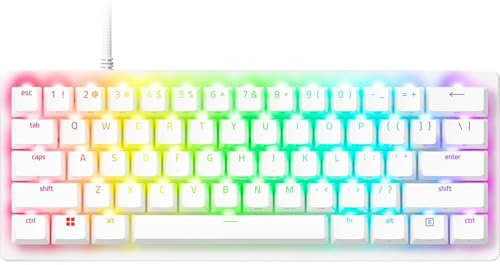 Razer Huntsman V3 Pro Mini - Analoge optische E-Sport Tastatur 60% Format - Snap Tap & Rapid Trigger (Digitale Steuerungstasten, Doubleshot-PBT-Tastenkappen) US-Layout | Weiß