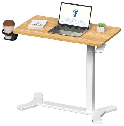 MZBDYYF Stehpult, höhenverstellbar, mit Schreibtisch, Stehpult, stabiler Stahl (weißer Rahmen + Ahorn-Oberseite)