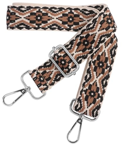 Moorle Schultergurt für Tasche, Taschengurte zum Wechseln Verstellbar 3.8cm | Taschengurt Breit 3.8cm mit Silber Karabiner, Taschengurt Schwarz Braun für Handtasche Crossbody