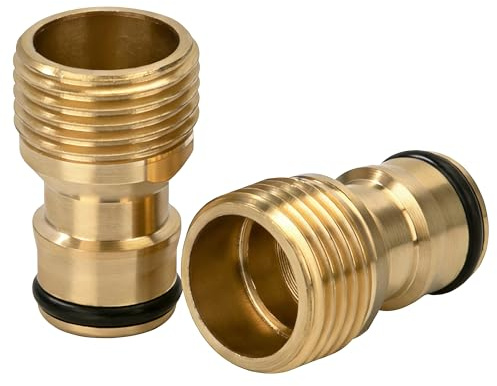 Elegrip Raccordi Rapidi in Ottone 3/4 Maschio - Giardino Raccordo Rubinetto Tubo, Innesto Rapido Adattatore Filettato per Irrigazione, Pistola Acqua e Sprinkler (2 Pezzi)