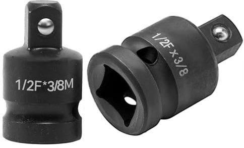 1 PCS 1/2 to 3/8 Socket Adapter – Heavy Duty Impact Socket Adapter Reducer – Premium Cr-Mo Steel 1/2 Inch Drive (Female) x 3/8 Inch Drive (Male) – Perfect for Impact Wrenches, Ratchets & Breaker Bars