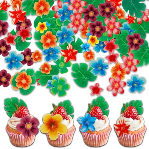 60Pcs Décorations Comestibles en Fleurs Cupcake, Décorations de Gâteaux aux Fleurs de Cerisier, Gluant Papier de Riz Décoratif Gâteau (Couleur)