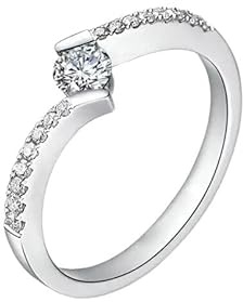 KnSam Verlobungsring 950 Platin Echte Goldschmuck, 0.2ct Labor Erstellt Diamant Hochzeitsring Klassiker Rundschliff Weiß, Ring mit Moissanit PT950, Gr.52 (16.6)