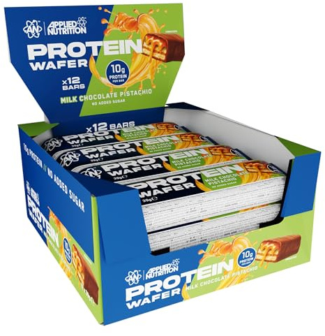 Applied Nutrition Protein Waffelriegel - Proteinreicher Waffel-Snack | 10 g Protein pro Riegel, Milchschokolade(39 g Riegel) (Pistazie)