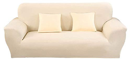 Elastisch Sofa Überwürfe Sofabezug Einfarbig, Morbuy Ecksofa L Form Stretch Antirutsch Armlehnen Sofahusse Sofa Abdeckung Hussen für Sofa Couchbezug Sesselbezug (4 Sitzer,Beige)